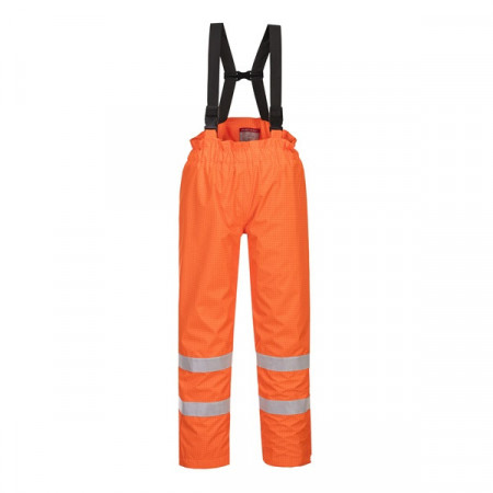 Pantaloni reflectorizanti de ploaie, captusiti, antistatic si ignifug portocaliu fluorescent