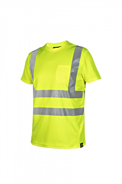 Tricou reflectorizant HV maneci scurte galben fluo