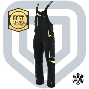 Salopeta iarna Softshell cu captuseala | negru-galben reflectorizant