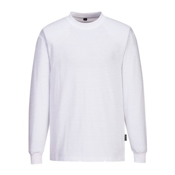 Tricou antistatic ESD confortabil, alb cu maneca lunga Portwest