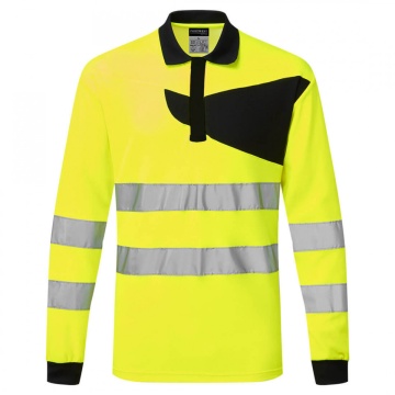 Tricou polo cu maneca lunga reflectorizant Portwest Hi-Vis PW2 - Img 1