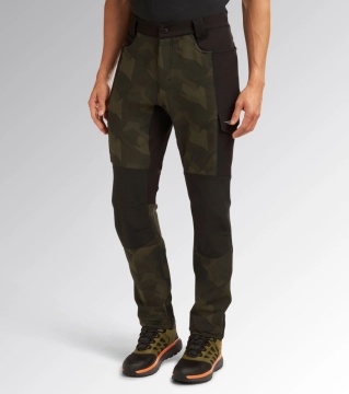 Pantaloni de lucru elastici ripstop hidrofug Diadora Freedom, verde camuflaj