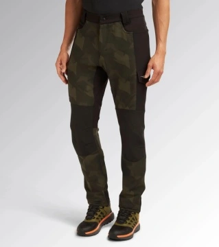 Pantaloni de lucru elastici ripstop hidrofug Diadora Freedom, verde camuflaj