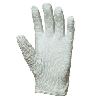 10x Manusi ospatar bumbac 100% alb cu picouri PVC in palma - Img 2