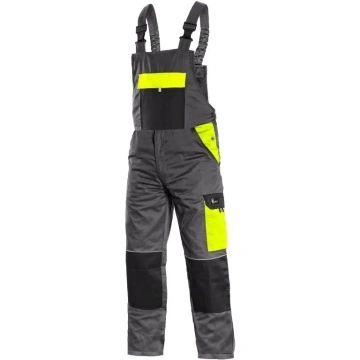 Pantaloni de lucru cu pieptar barbati subtiri gri-galben CXS