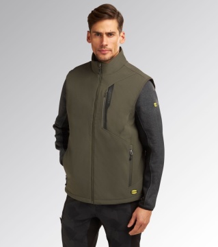 Vestă softshell rezistentă la vânt și apă, cu căptușeală ușoară Diadora Freedom, verde military
