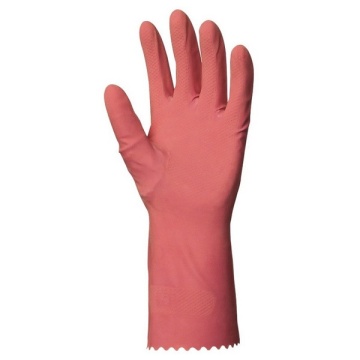 10x Manusi protectie latex natural roz impotriva substantelor chimice de uz casnic