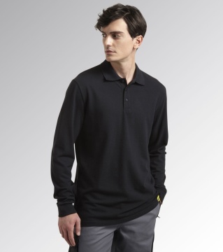 Bluza bumbac cu guler, maneca lunga, negru Diadora Utility