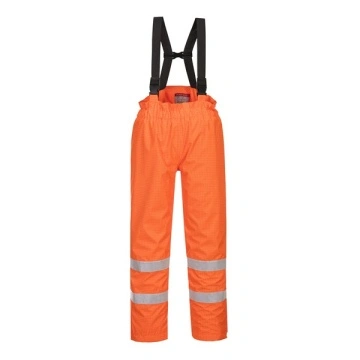 Pantaloni reflectorizanti de ploaie, captusiti, antistatic si ignifug portocaliu fluorescent Portwest