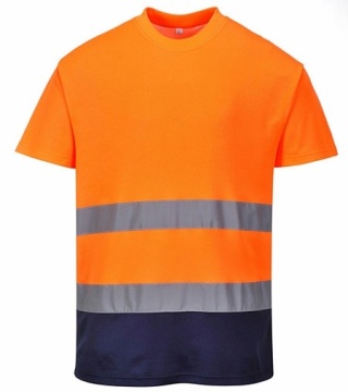 Tricou reflectorizant bicolor portocaliu fluo/navy Portwest