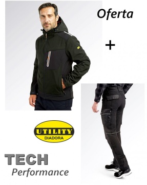 Oferta Diadora Utility costum 2 piese Geaca + pantaloni Carbon