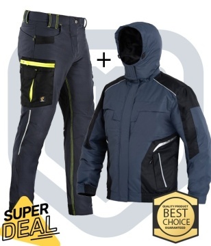Pachet costum de lucru toamna Pantaloni elastici si Geaca căptușita cu fleece | Best Seller