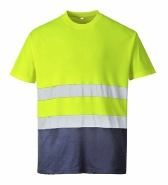 Tricou reflectorizant bicolor galben fluorescent/navy Portwest