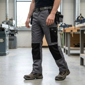 Pantaloni de lucru talie tercot gri/negru CXS - Img 4