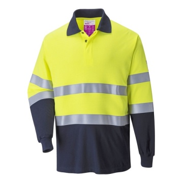 Tricou polo reflectorizant, ignifug si antistatic cu maneci lungi Portwest