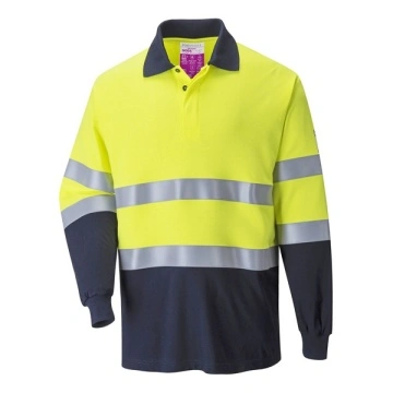 Tricou polo reflectorizant, ignifug si antistatic cu maneci lungi Portwest