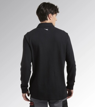 Bluza bumbac cu guler, maneca lunga, negru Diadora Utility - Img 4