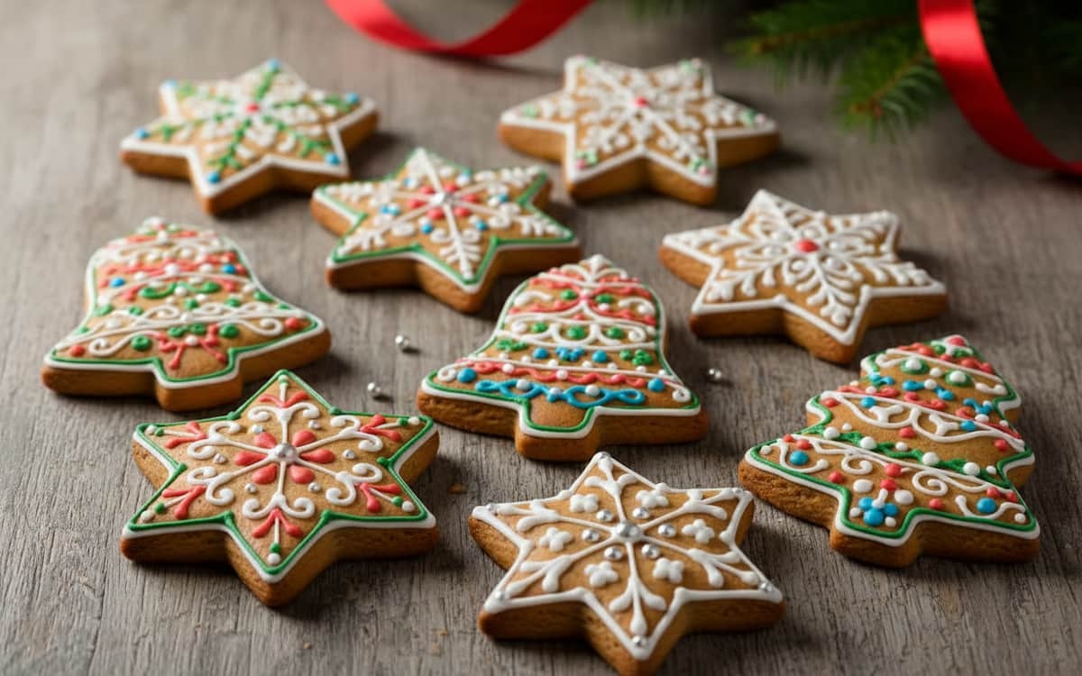 5 turta dulce reteta - Turta dulce finalizata cu glazura colorata si decoratiuni festive