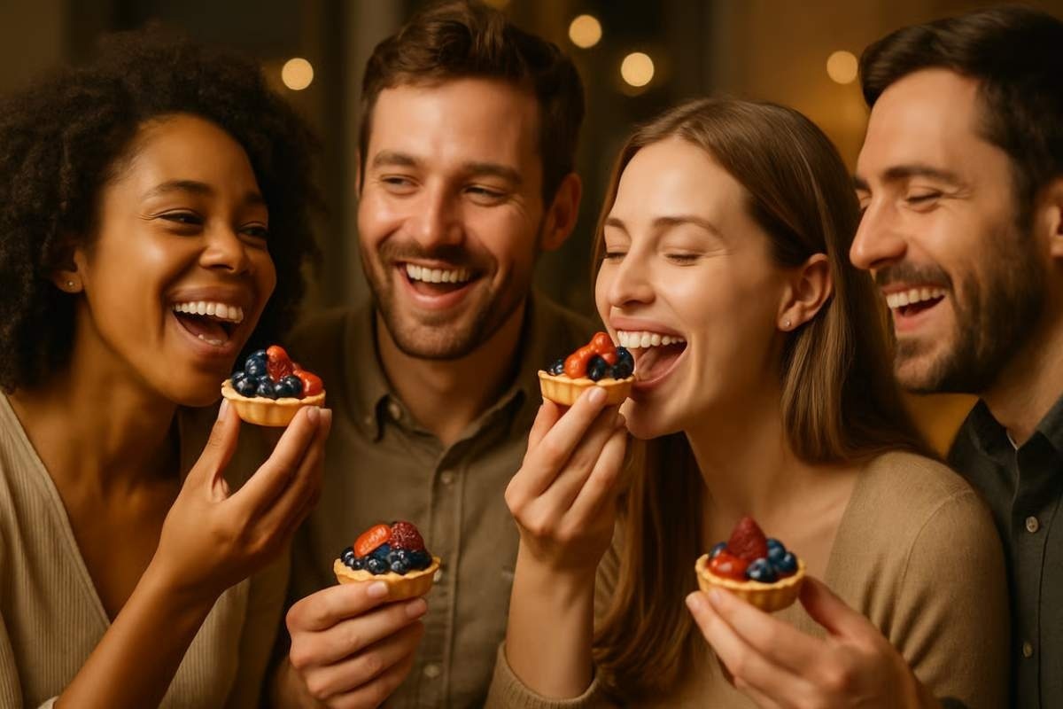 Concluzie_ Sfaturi esentiale pentru mini tarte perfecte_Persoane care savureaza mini tarte