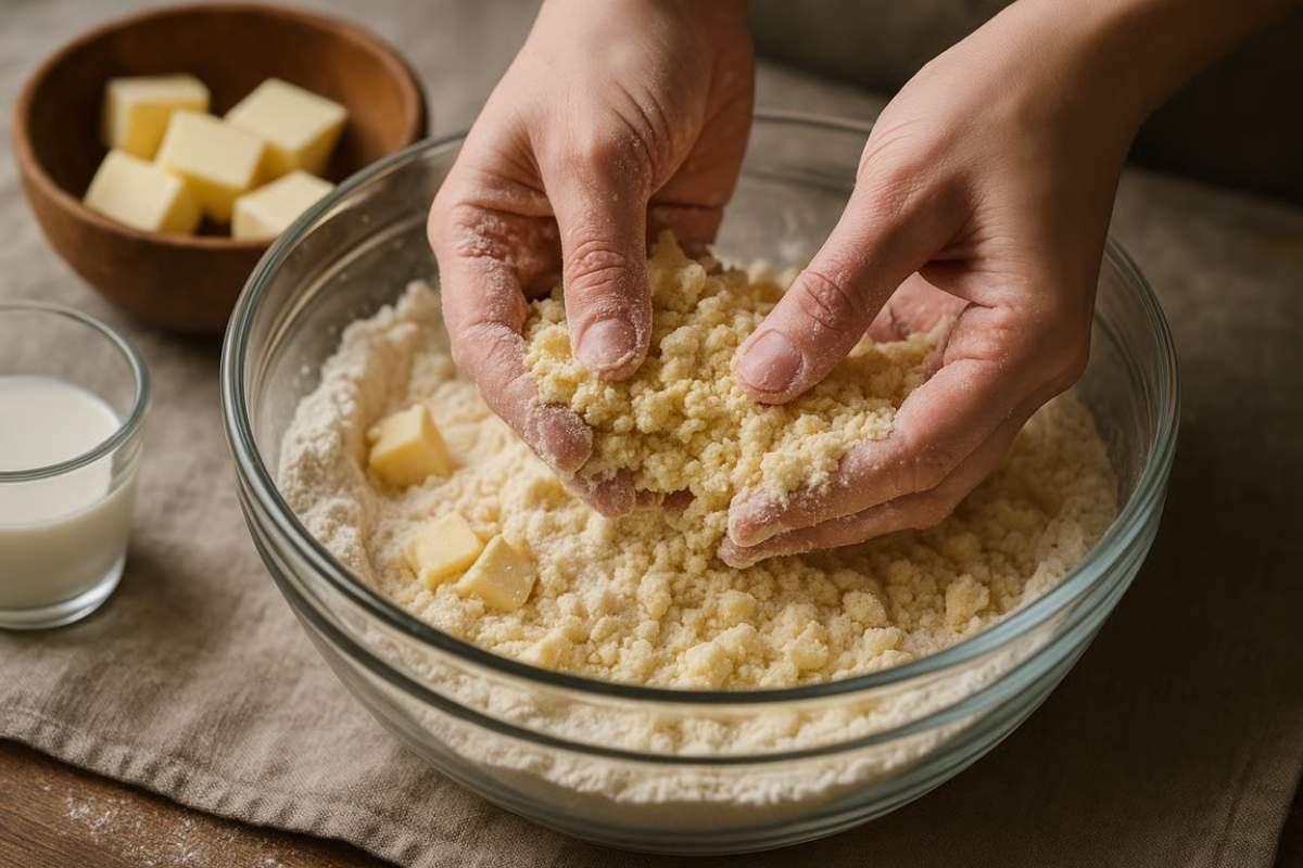 Reteta pentru aluat fraged de mini tarte_Materii prime, persoana care pregateste mini tarte, vase, boluri
