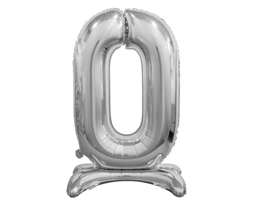Balon folie decorativ 74 cm - cifra 0, argintiu