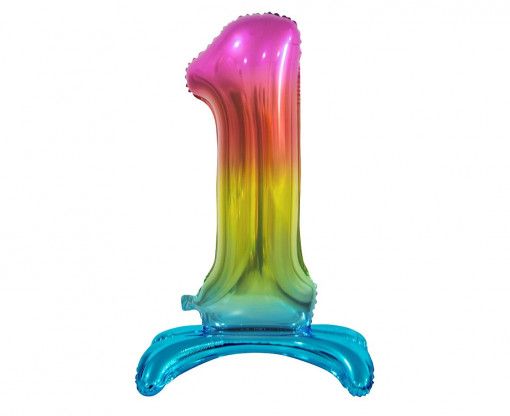 Balon folie decorativ 74 cm - cifra 1, curcubeu