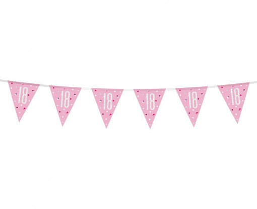 Banner "18" cu stegulete roz- 274 cm