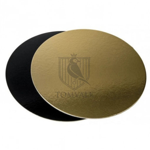 Disc tort gros rotund auriu/negru - 16 CM/ 2 mm - pachet 25 buc.