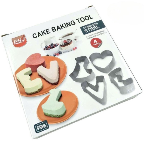Set 4 Forme pentru tort Love, Inox - T12217