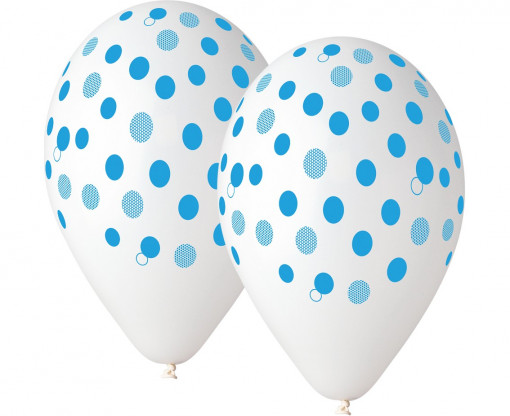 Set 5 baloane latex 33 cm - blue dots