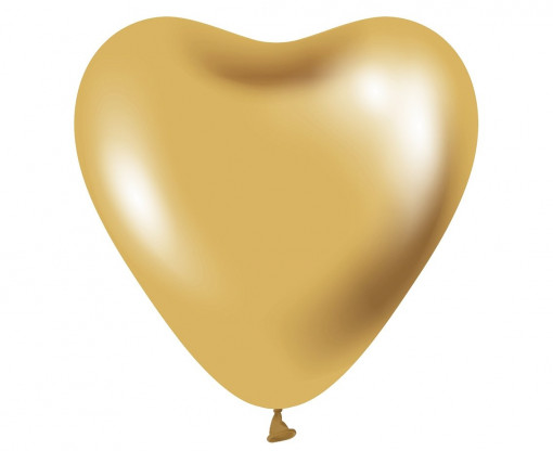 Set 6 baloane latex 30 cm - Inima, Auriu platinat