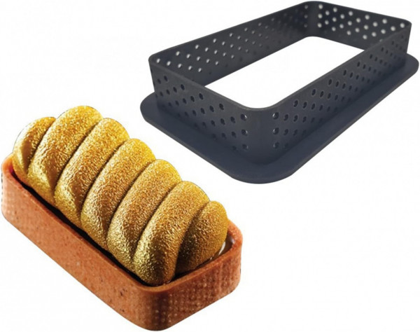 Set 6 rame microperforate inox pentru tarte - Dreptunghiulare