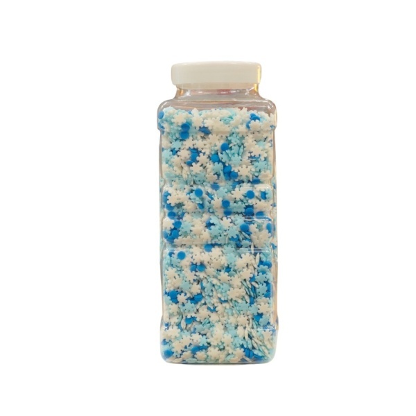 Sprinkles „Fulgi de nea” – Alb & Albastru – Dr. Gusto – 600 gr | Decor festiv pentru torturi și prăjituri de iarnă