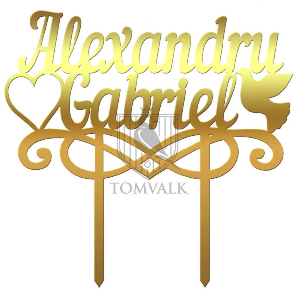 Topper personalizat pentru tort botez Nume Pi