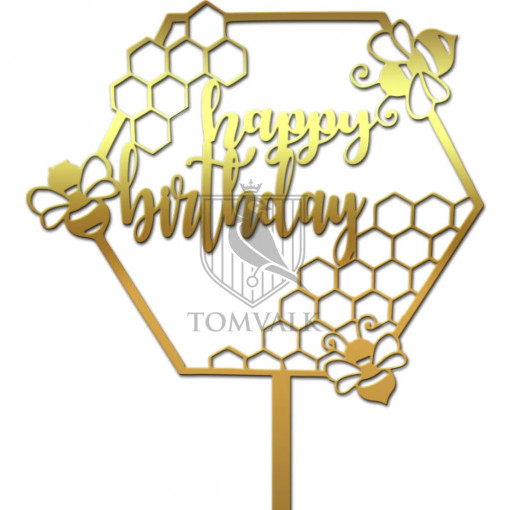 Topper tort "Happy birthday" bee