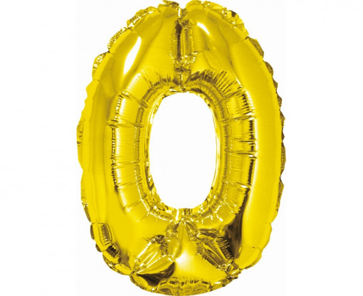 Balon folie 35 cm - Cifra "0", Auriu