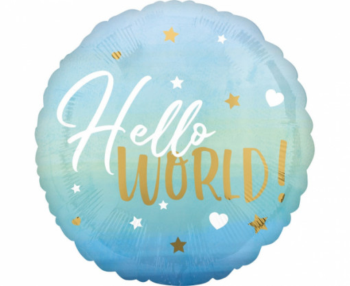 Balon folie 45 cm - Hello world, albastru