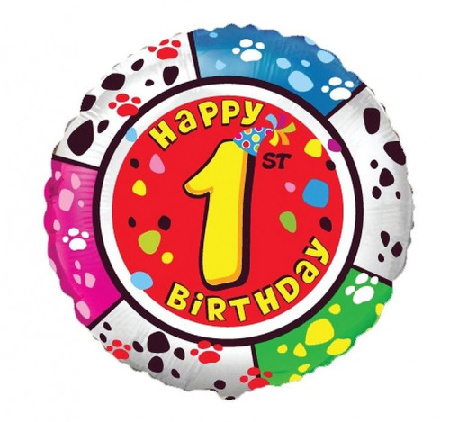 Balon folie 46 cm - Rotund Happy Birthday 1st