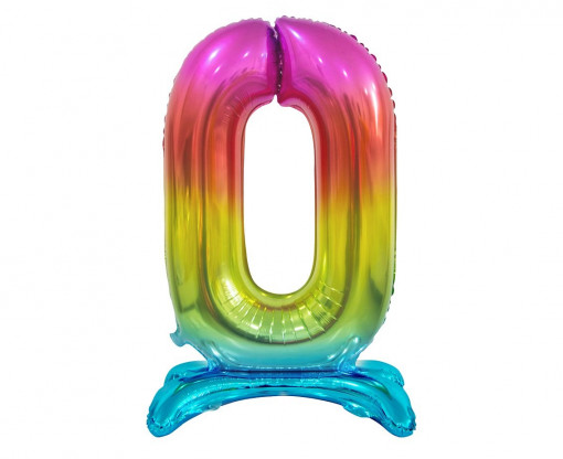 Balon folie decorativ 74 cm - cifra 0, curcubeu