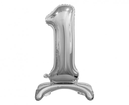 Balon folie decorativ 74 cm - cifra 1, argintiu