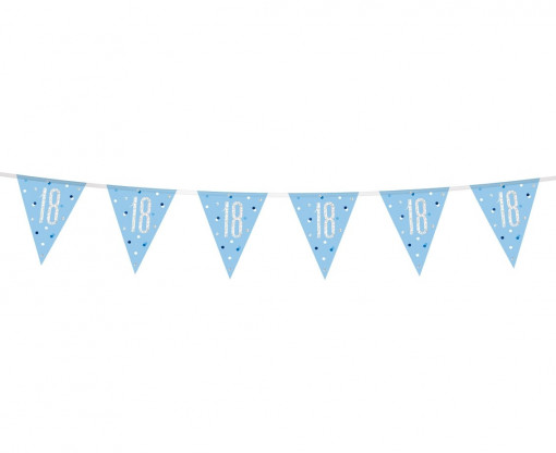 Banner "18" cu stegulete albastre - 274 cm
