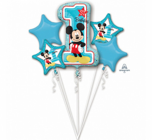 Buchet baloane folie - Mickey Mouse "1st Birthday"