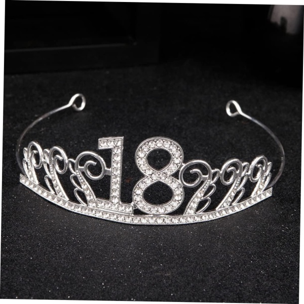 Coronita argintie din metal "18" - 14 x 4 cm - T090268