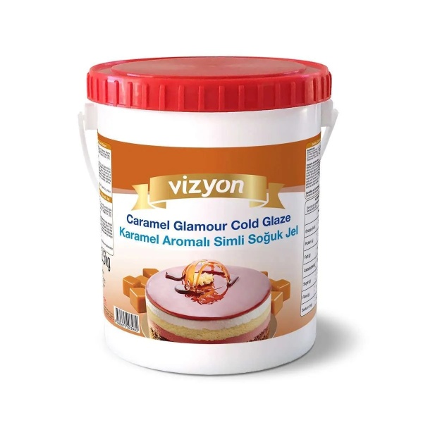 Glazură la rece Glamour cu aromă de caramel – Vizyon 1 kg | Finisaj lucios și gust intens pentru deserturi rafinate