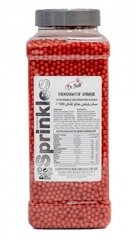 Perle din zahar 4 mm - ROSU - Dr Gusto - 1 kg