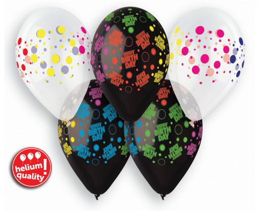 Set 5 baloane latex 33 cm "- Birthday dots