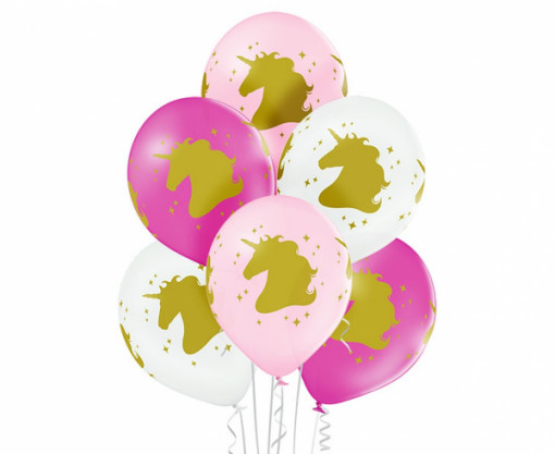 Set 6 baloane latex 33 cm - Unicorn head
