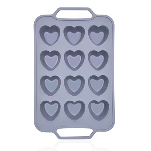 Tava Silicon pentru briose 12 alveole in forma de inima - T12025