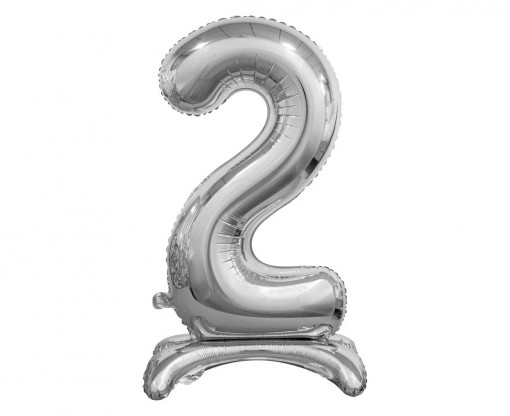 Balon folie decorativ 74 cm - cifra 2, argintiu