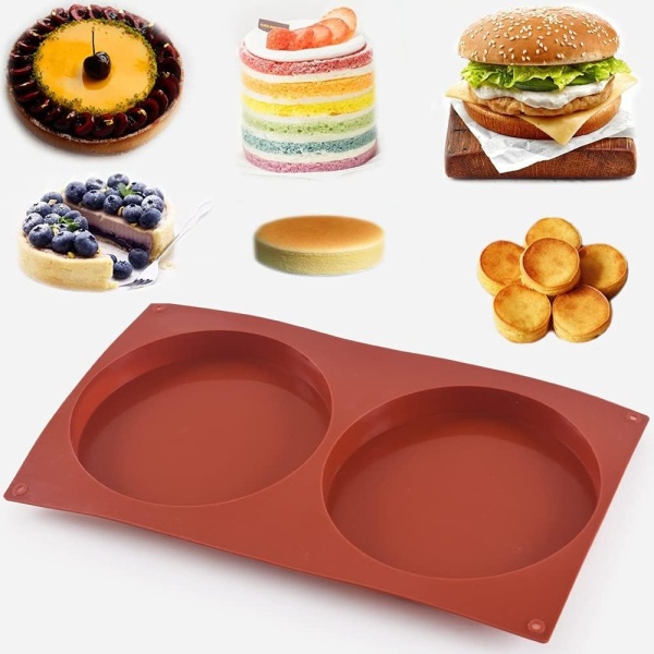 Forma de silicon blat tort rotund cu 2 cavitati D 10 cm, H 3cm